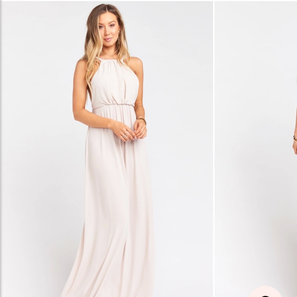 Show Me Your MuMu Amanda Maxi bridesmaid dress, “show me the ring” color